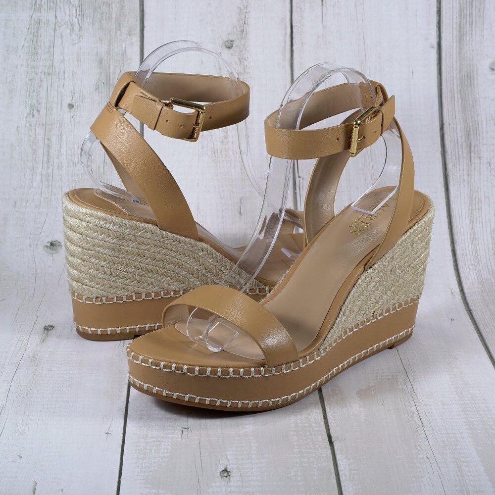 Lauren Ralph Lauren Womens Hilarie Leather Wedge Slingback Sandals Size 10